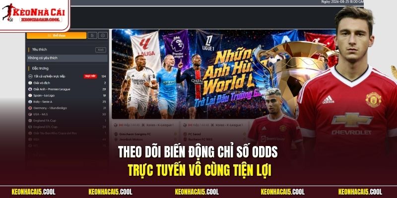 Theo dõi biến động chỉ số Odds trực tuyến vô cùng tiện lợi 